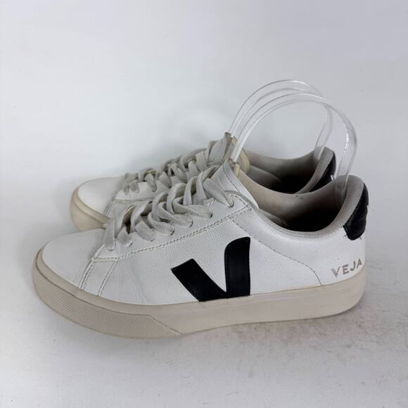 Veja Campo Sneakers Women's 7 White Leather Lace Up Low Top Athletic Shoes - Picture 5 of 10